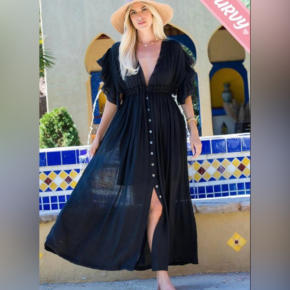 Deep V Cut Maxi Dress